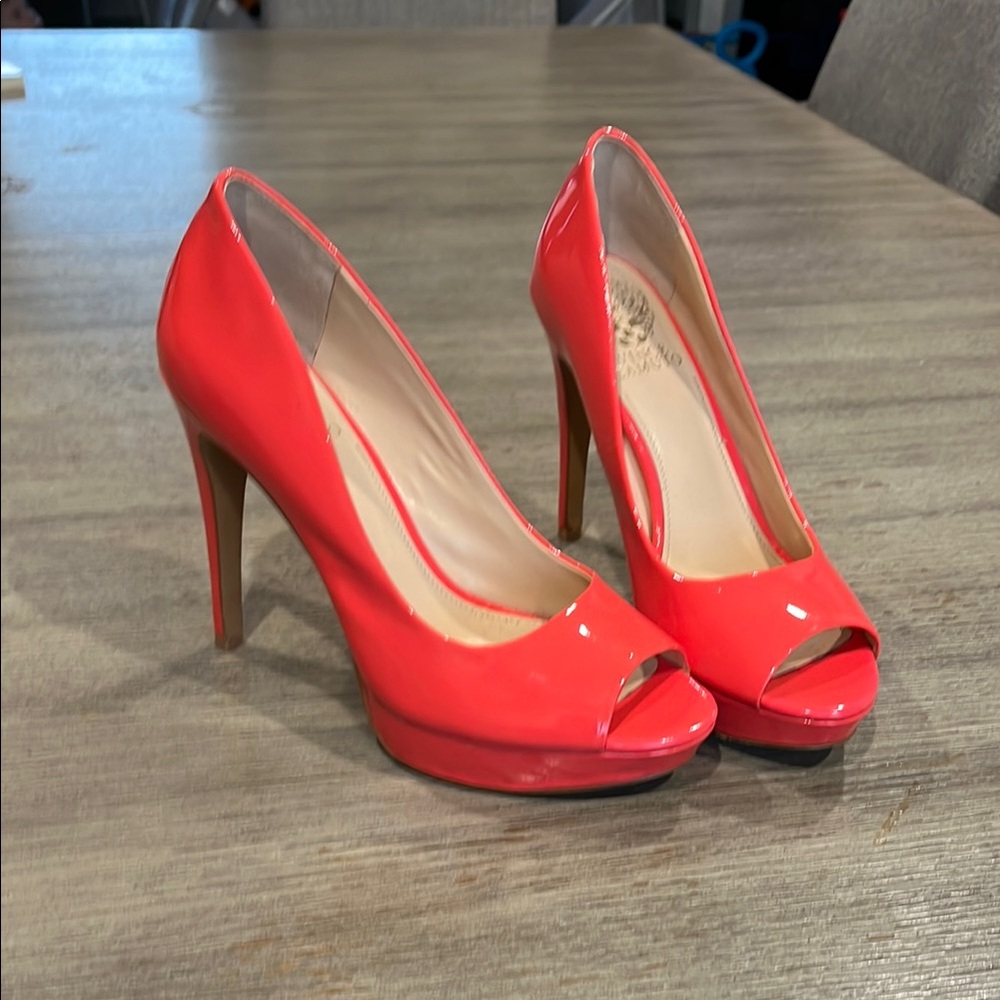Women's Peep Toe Heels - Coral